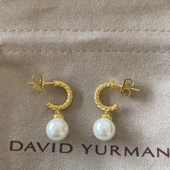 David Yurman Gold and White Pearl Earrings - Picture 1 of 4